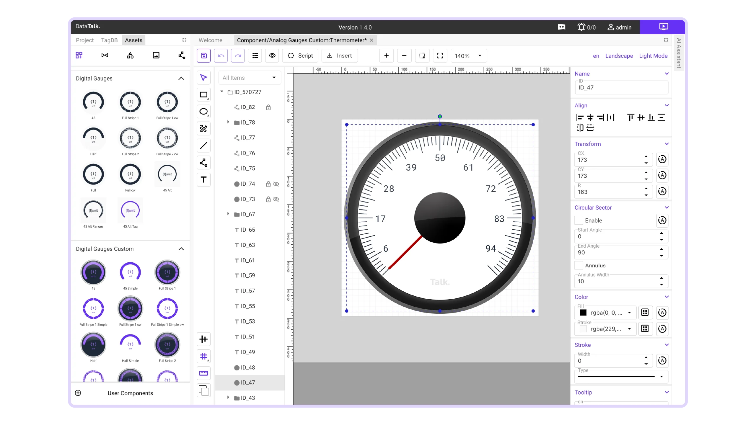 Ready-to-use elements: gauges and indicators