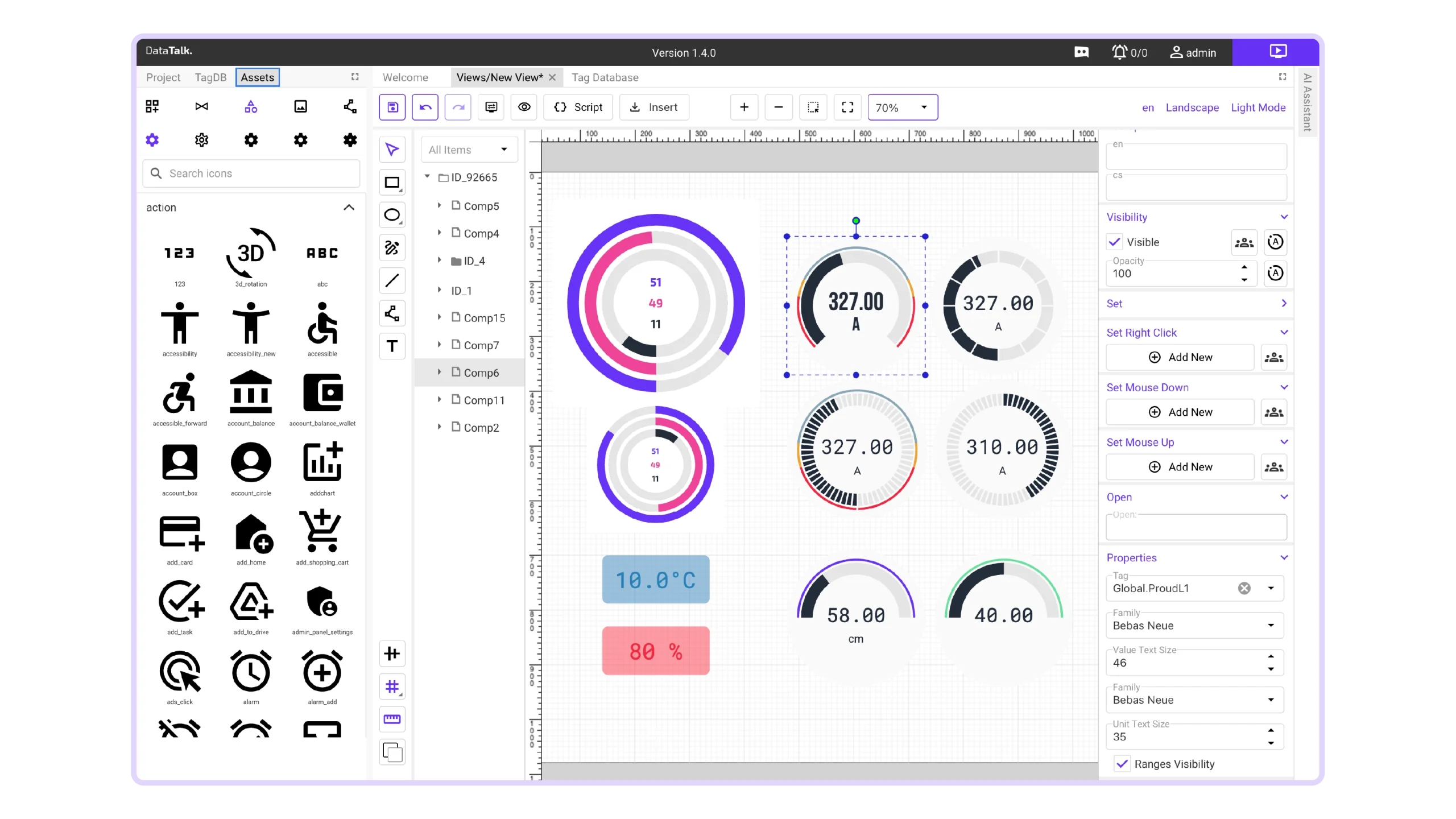 Google icons for controls and navigation