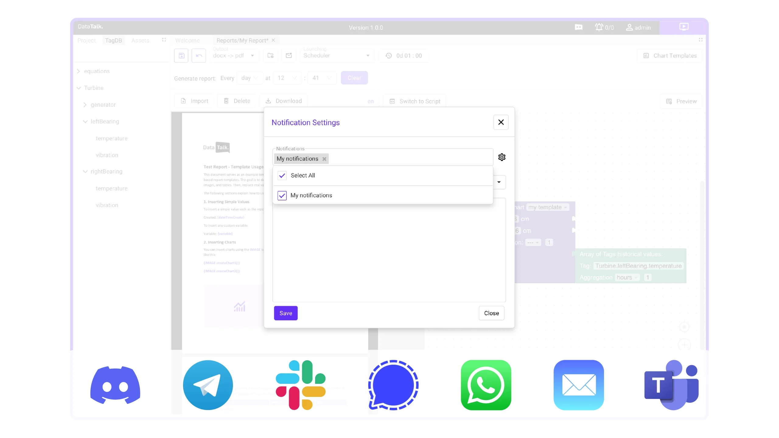 Automatic report delivery through communication channels