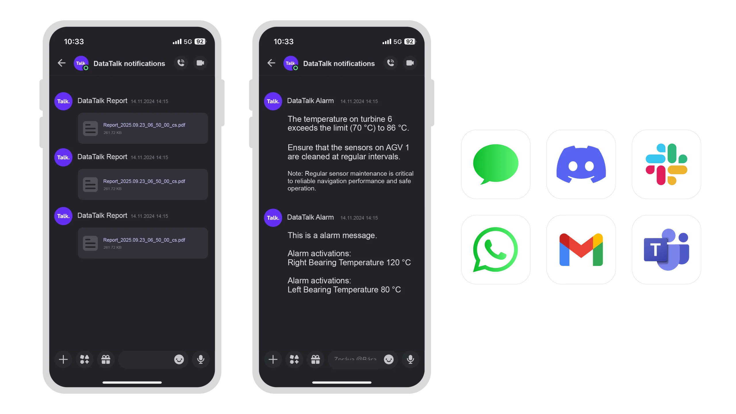 Reports and alarms on a smart device