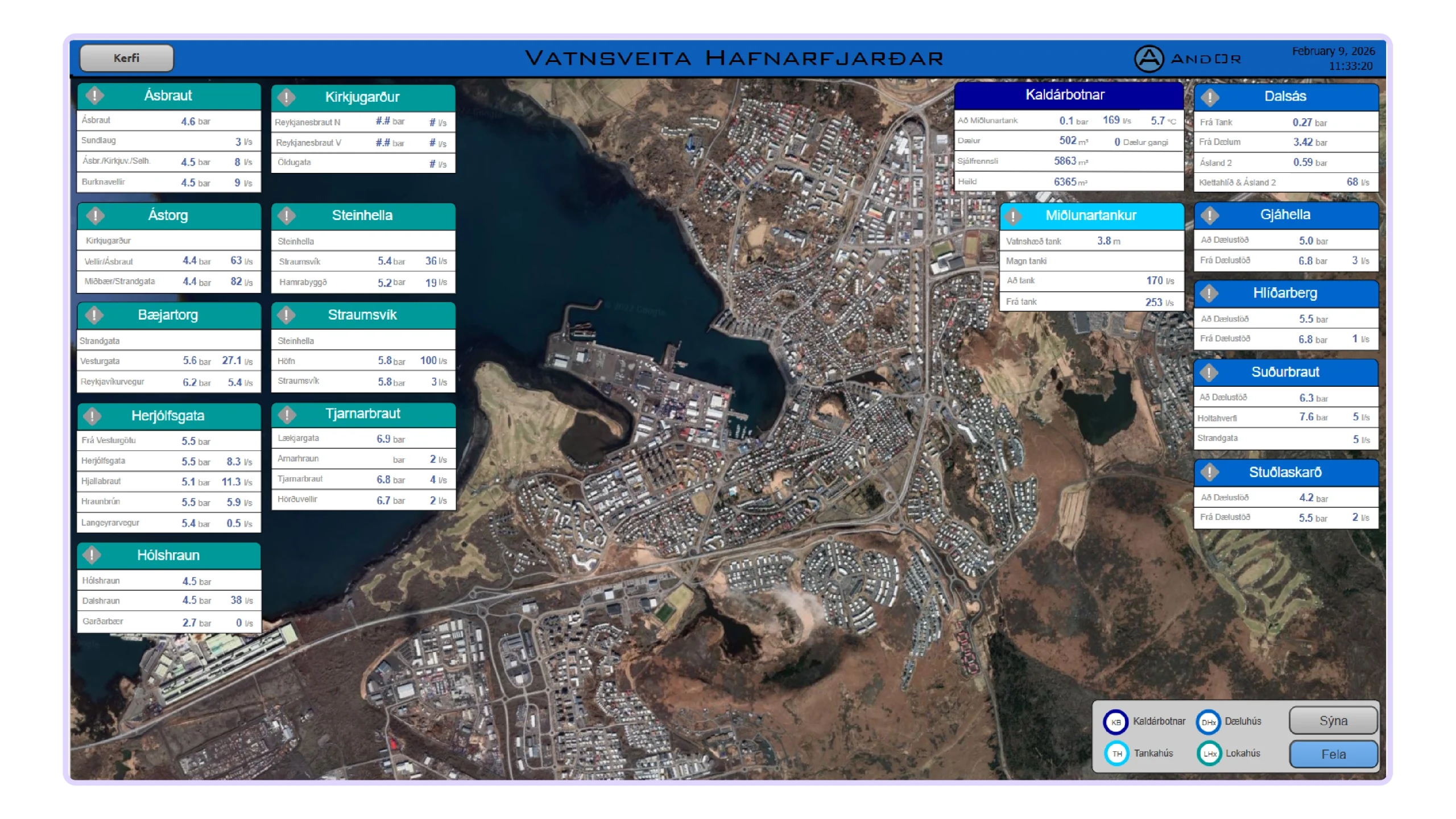 Map-based SCADA interface for a water distribution network